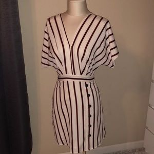 Size small brown stripped dress GREAT condition buttons on the side